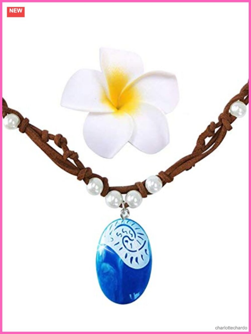 Princess Cosplay Necklace & Hair Clip Set Resin Stone Faux Leather Costume